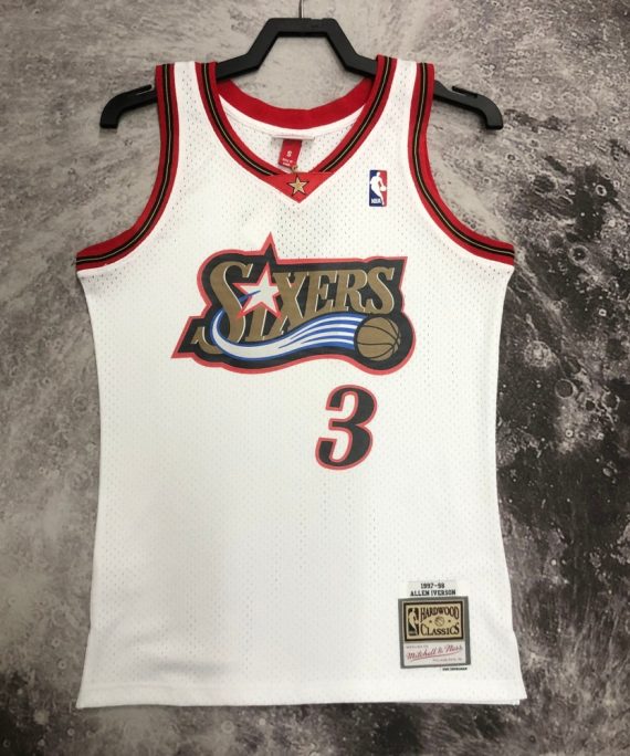 Camiseta Allen Iverson #3 Philadelphia 76ers 1998 Blanco