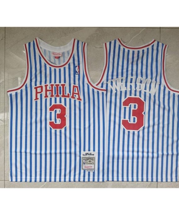 Camiseta Allen Iverson #3 Philadelphia 76ers Azul/Blanco Classic Edition