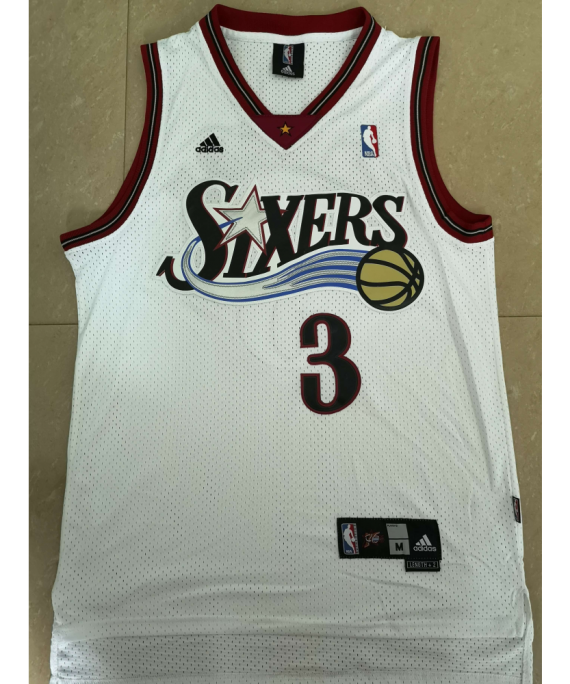 Camiseta Allen Iverson #3 Philadelphia 76ers Clásico Edition Big Meteor Blanco