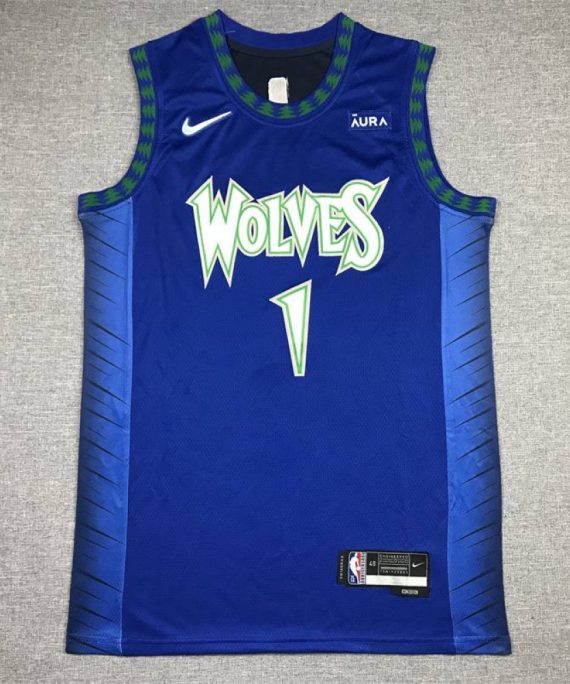 Camiseta Anthony Edwards #1 Minnesota Timberwolves 2022 City Edition Azul