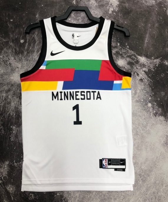 Camiseta Anthony Edwards #1 Minnesota Timberwolves 2023 City Edition Blanco