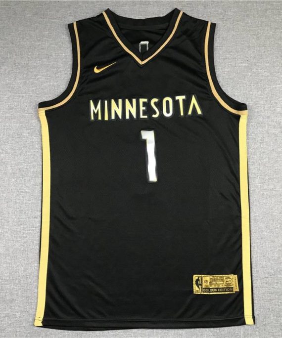 Camiseta Anthony Edwards #1 Minnesota Timberwolves 2021 Oro Negro