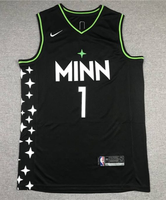 Camiseta Anthony Edwards #1 Minnesota Timberwolves City Edition Negro