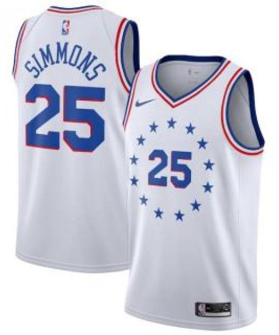 Camiseta Ben Simmons #25 Philadelphia 76ers 18/19 Blanco Earned Edition