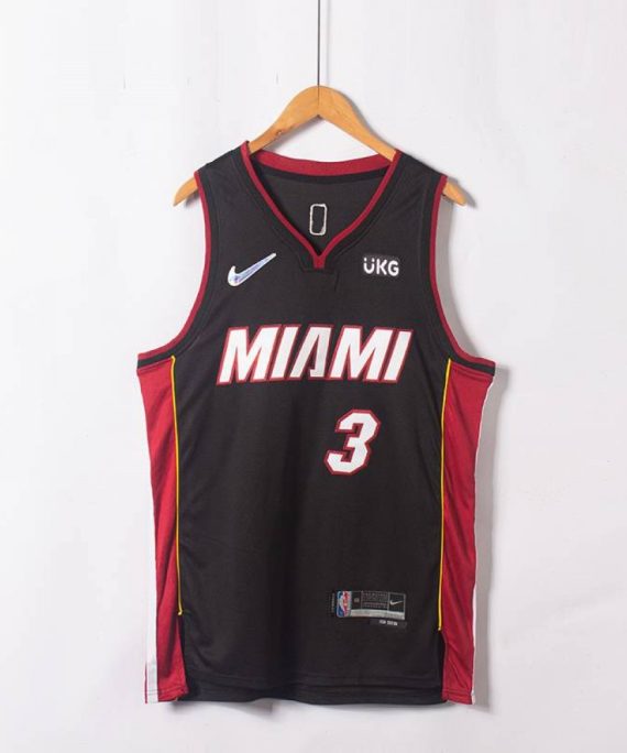 Camiseta Dwyane Wade #3 Miami Heat Edicion 75 Aniversario Negro/Rojo