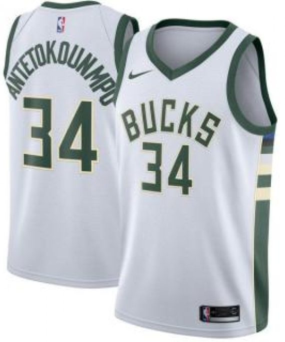 Camiseta Giannis Antetokounmpo #34 Milwaukee Bucks 17/18 Blanco Association