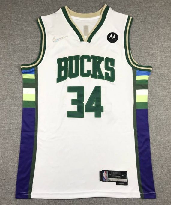 Camiseta Giannis Antetokounmpo #34 Milwaukee Bucks 2022 City Edition Blanco