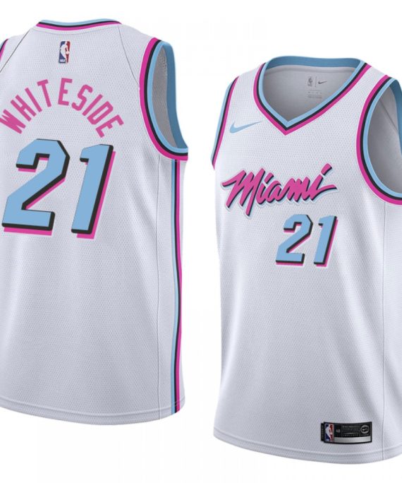 Camiseta Hassan Whiteside #21 Miami Heat 17/18 Blanco City Edition