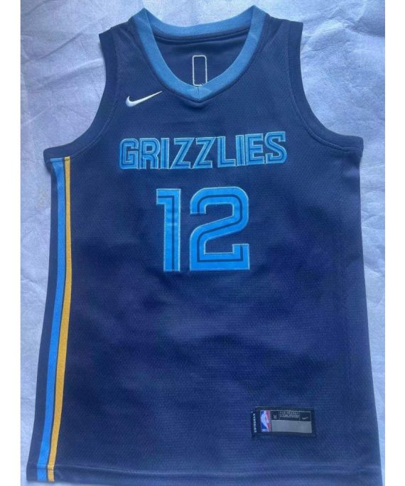 Camiseta Ja Morant #12 Memphis Grizzlies Azul Oscuro Niño