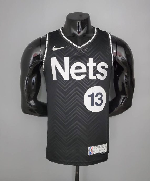 Camiseta Harden #13 Brooklyn Nets Earned Edition Negro