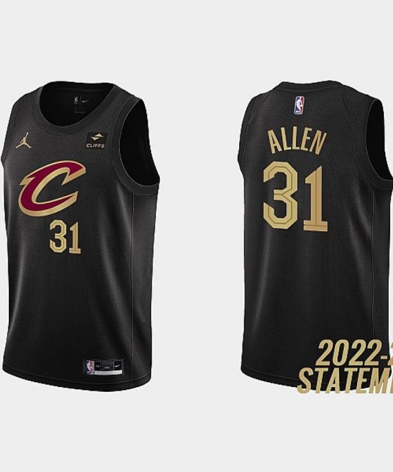 Camiseta Jarrett Allen #31 Cleveland Cavaliers 2023 Negro Statement Edition