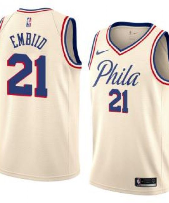 Camiseta Joel Embiid #21 Philadelphia 76ers 17/18 Beige City Edition