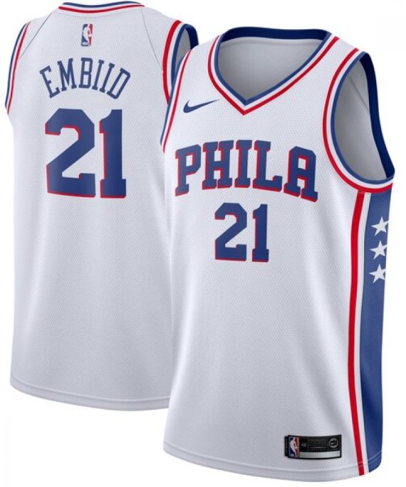 Camiseta Joel Embiid #21 Philadelphia 76ers 17/18 Blanco Association Edition