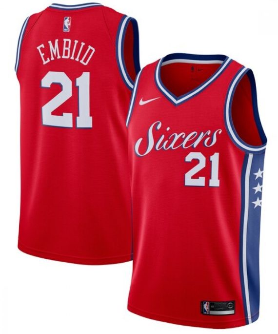 Camiseta Joel Embiid #21 Philadelphia 76ers 17/18 Rojo Statement Edition
