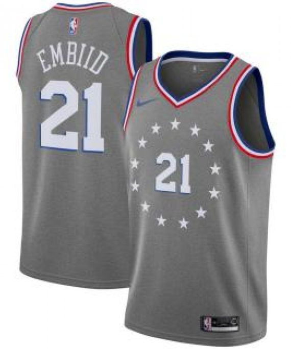 Camiseta Joel Embiid #21 Philadelphia 76ers 18/19 Gris City Edition