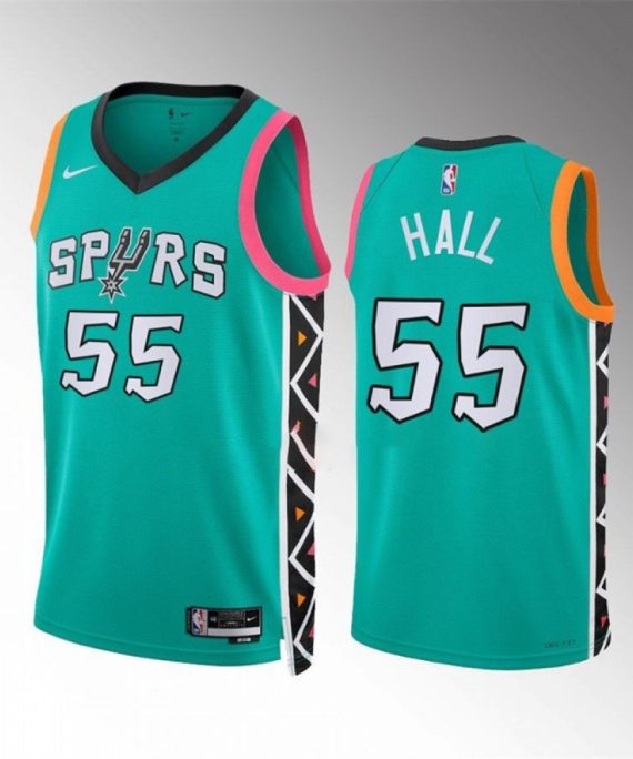 Camiseta Jordan Hall #55 San Antonio Spurs 2023 Verde City Edition