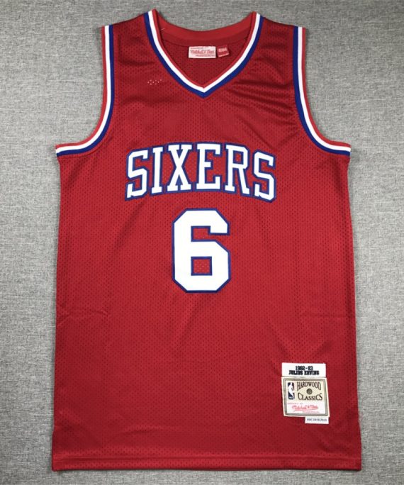 Camiseta Julius Erving #6 Philadelphia 76ers 1982-83 Retro Rojo