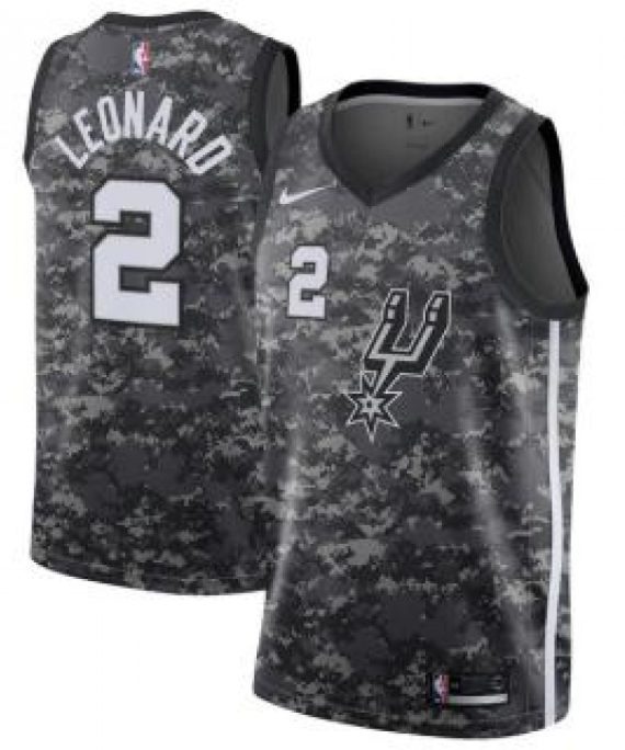 Camiseta Kawhi Leonard #2 San Antonio Spurs 17/18 Negro City Edition