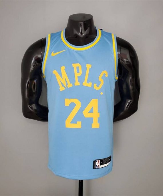 Camiseta Kobe Bryant #24 Los Angeles Lakers 2021 Minneapolis Edition Azul Claro