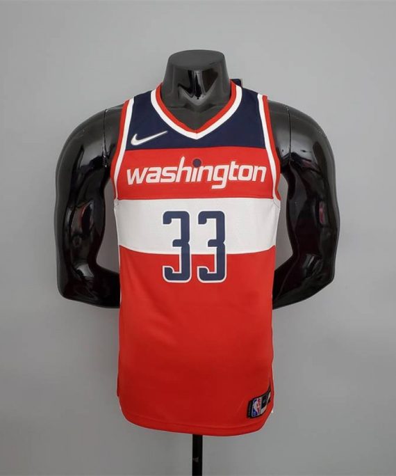 Camiseta Kyle Kuzma #33 Washington Wizards Edición 75 Aniversario Rojo/Blanco/Azul
