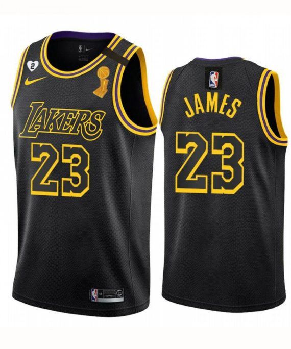 Camiseta LeBron James #23 Los Angeles Lakers 2020 Negro Champion