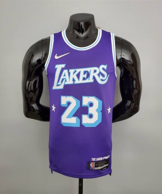 Camiseta LeBron James #23 Los Angeles Lakers 2022 City Edition Púrpura