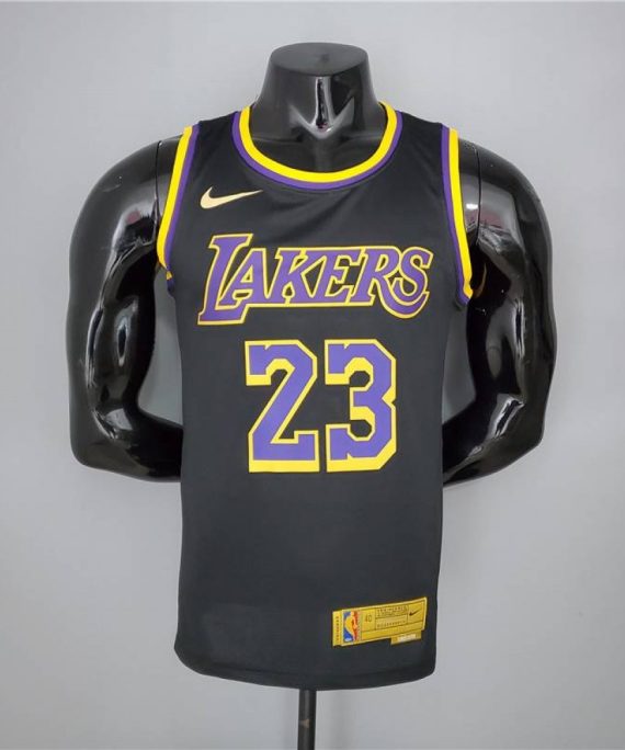Camiseta LeBron James #23 Los Angeles Lakers 2021 Earned Edition Negro