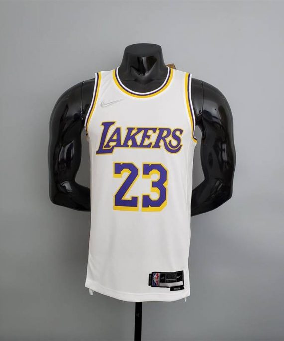 Camiseta LeBron James #23 Los Angeles Lakers Edición 75 Aniversario Blanco