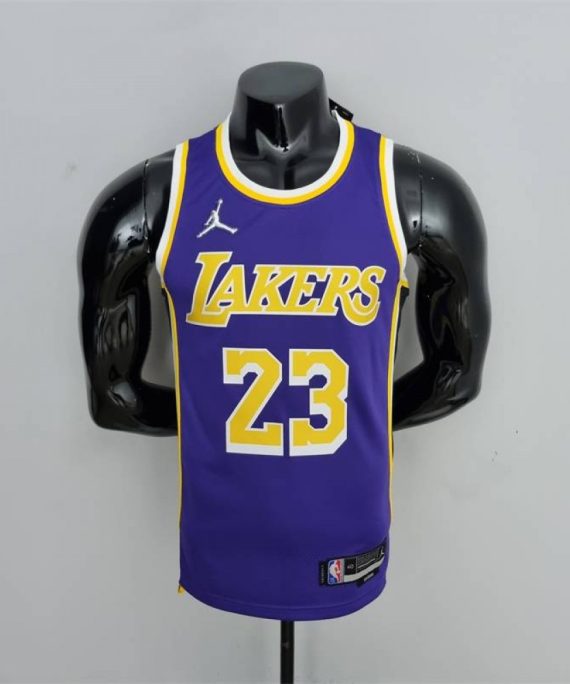 Camiseta LeBron James #23 Los Angeles Lakers Jordan Edición 75 Aniversario Púrpura