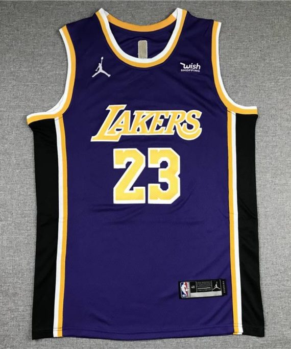 Camiseta Lebron James #23 Los Angeles Lakers Jordan Púrpura