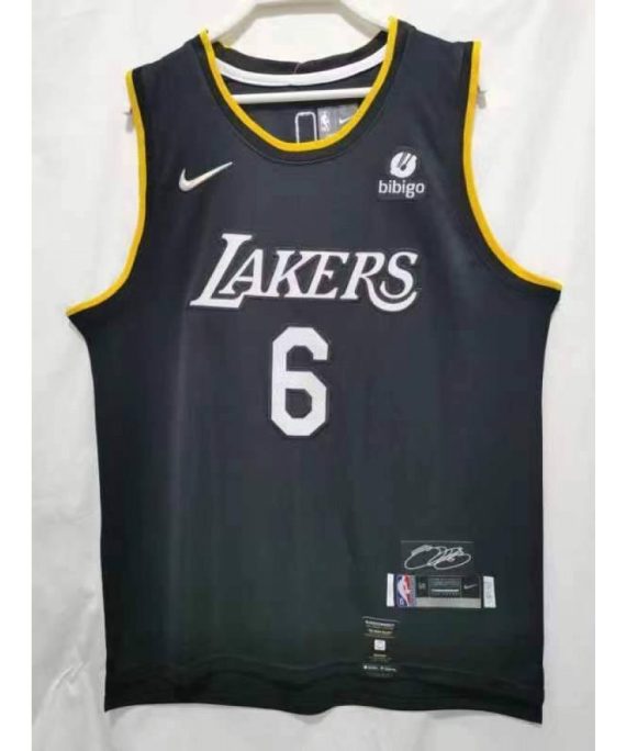 Camiseta LeBron James #6 Los Angeles Lakers Edición Glory Negro
