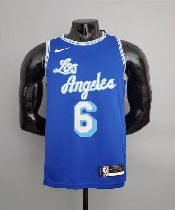 Camiseta LeBron James #6 Los Angeles Lakers 2021 Clásico Edition Azul