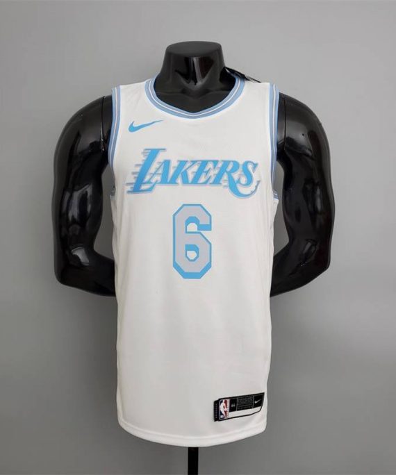 Camiseta LeBron James #6 Los Angeles Lakers 2021 Clásico Edition Blanco