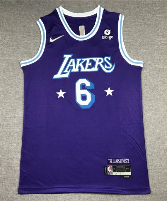 Camiseta LeBron James #6 Los Angeles Lakers 2022 City Edition Púrpura