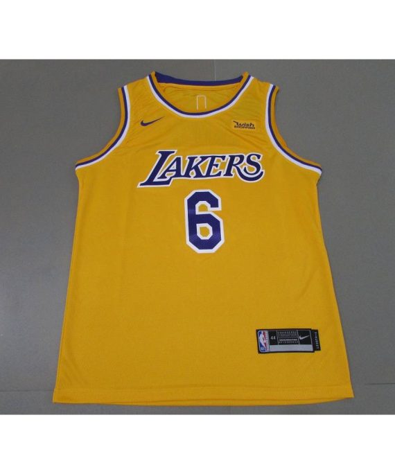 Camiseta LeBron James #6 Los Angeles Lakers Amarillo