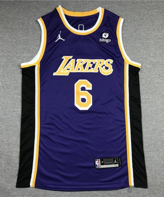 Camiseta LeBron James #6 Los Angeles Lakers Clásico Edition Cuello Redondo Púrpura