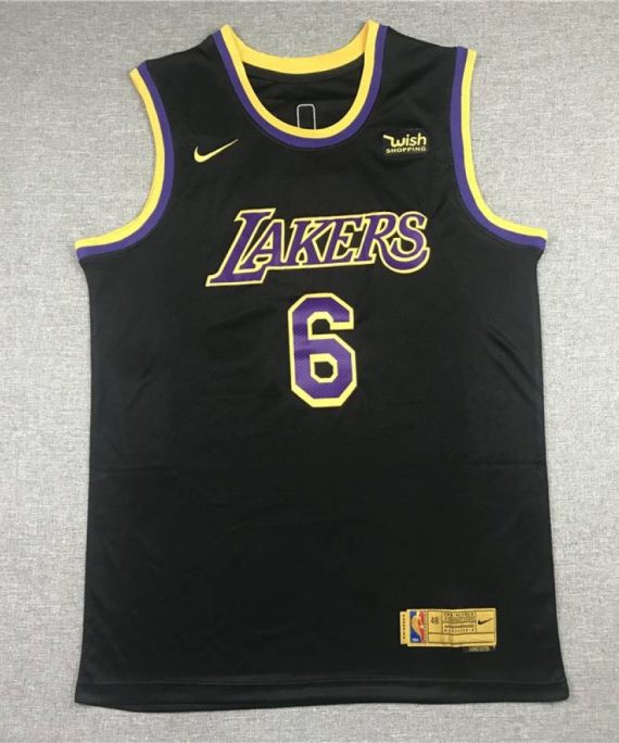 Camiseta LeBron James #6 Los Angeles Lakers Earned Edition Negro