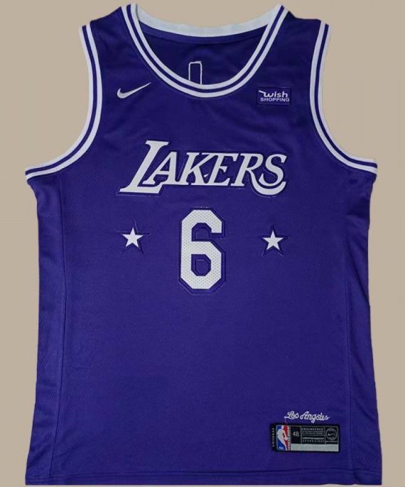 Camiseta LeBron James #6 Los Angeles Lakers Púrpura