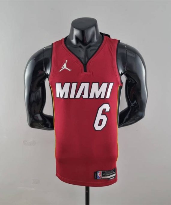 Camiseta LeBron James #6 Miami Heat Edicion 75 Aniversario Jordan Burgundy Rojo