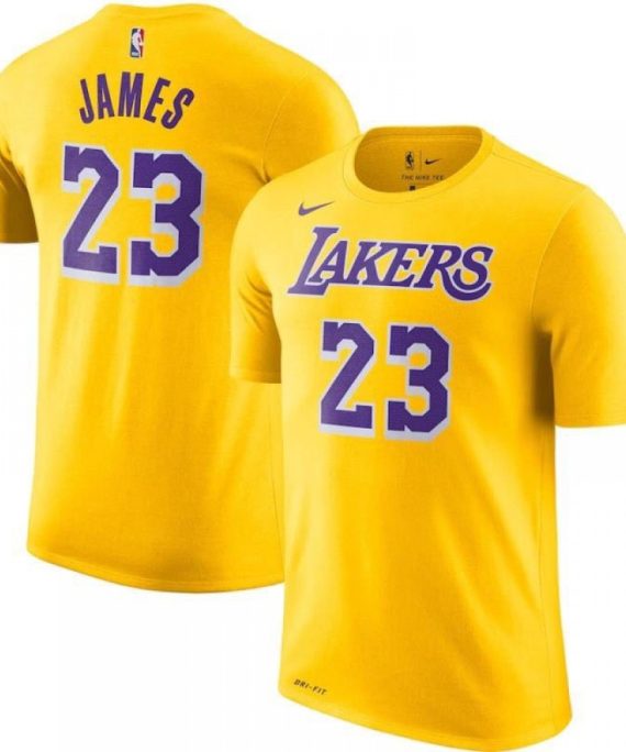 Camiseta LeBron James #23 Los Angeles Lakers Amarillo