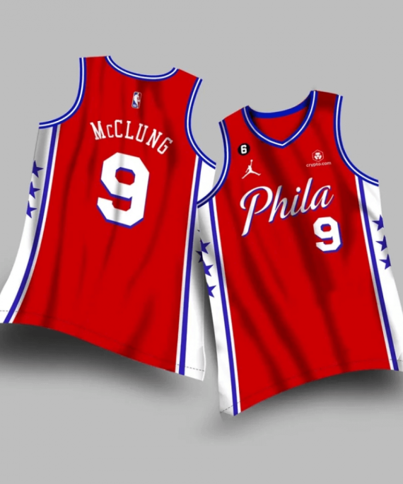 Camiseta Mac McCLUNG #9 Philadelphia 76ers 2023 Rojo/Blanco Statement Edition