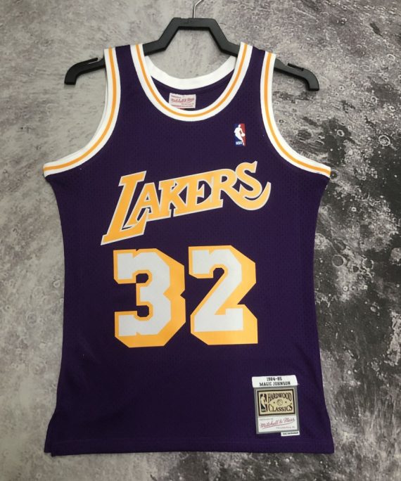 Camiseta Magic Johnson #32 Los Angeles Lakers 1984/85 Púrpura
