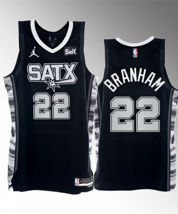 Camiseta Malaki Branham #22 San Antonio Spurs 2023 Negro Statement Edition