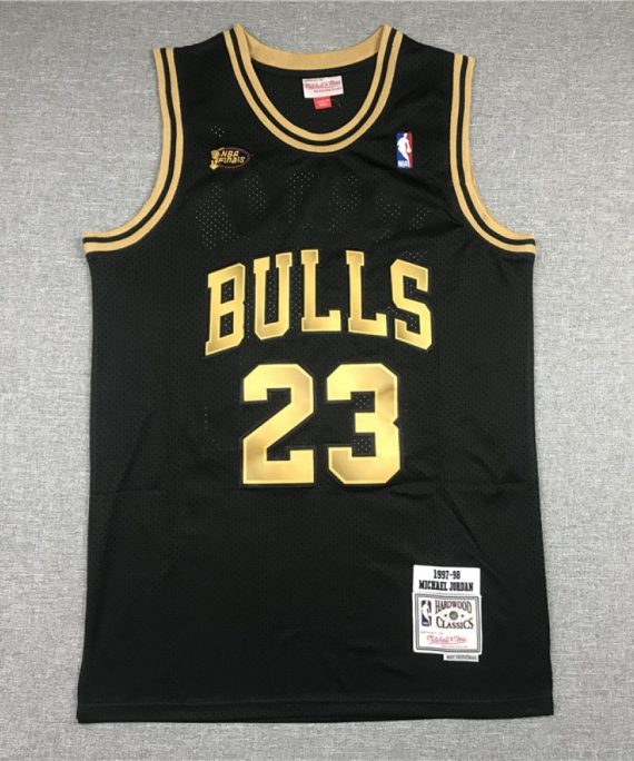 Camiseta Michael Jordan #23 Chicago Bulls Retro Oro Negro La Final