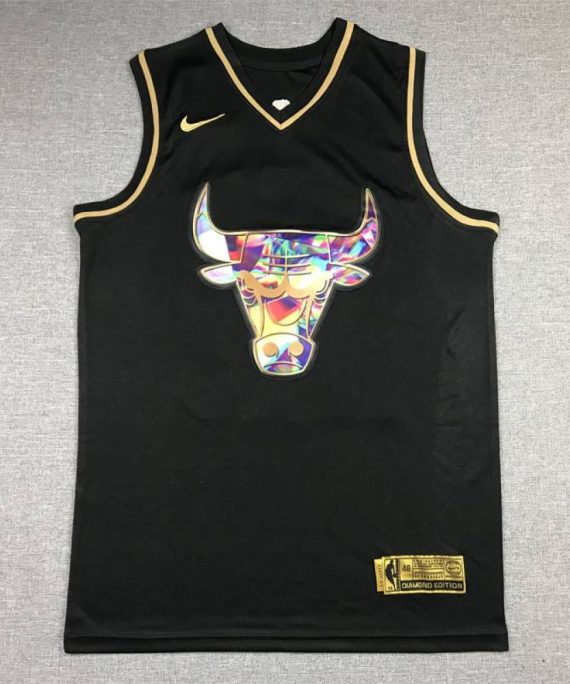 Camiseta Michael Jordan #23 Chicago Bulls Diamond Edition Oro Negro