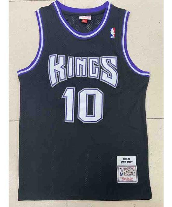 Camiseta Mike Bibby #10 Sacramento Kings 2001/02 Negro Hardwood Classics