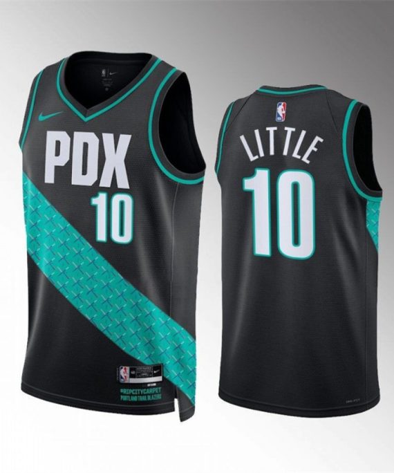 Camiseta Nassir Little #10 Portland Trail Blazers 2023 Negro City Edition