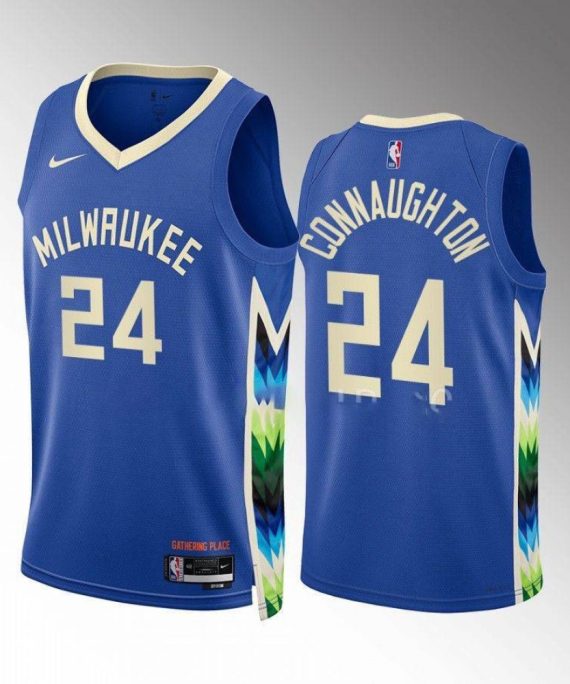 Camiseta Pat Connaughton #24 Milwaukee Bucks 2022-23 City Edition Azul
