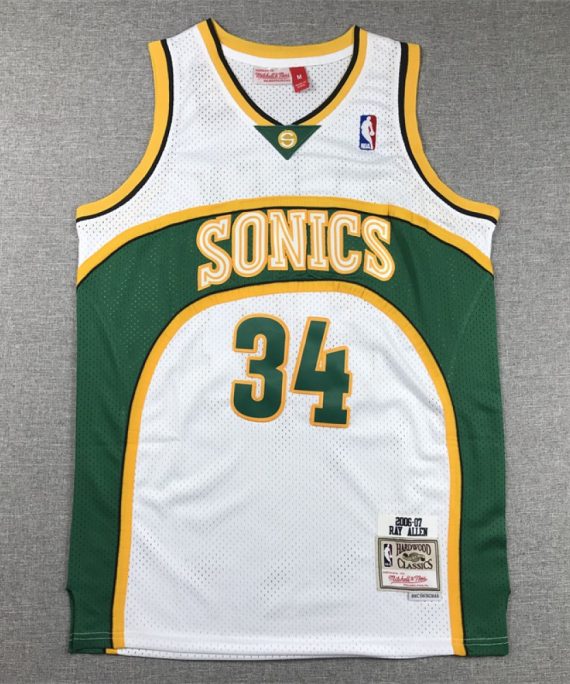 Camiseta Ray Allen #34 Seattle Super Sonics Retro Blanco
