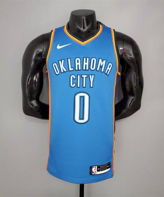 Camiseta Russell Westbrook #0 Oklahoma City Thunder Azul